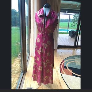 Vintage 1930’s Floral satin Evening Dress size S